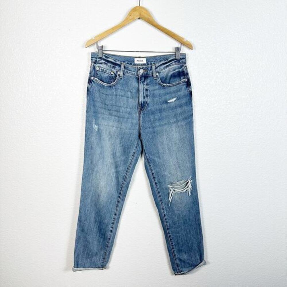 Pistola Womens Size 28 Presley High Waist Boyfriend Distressed Jeans in Antidote